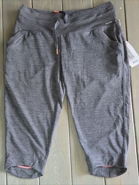 Mondetta Harem Capri Pants Gray Heather Stretch Athletic Lounge Size L NWT